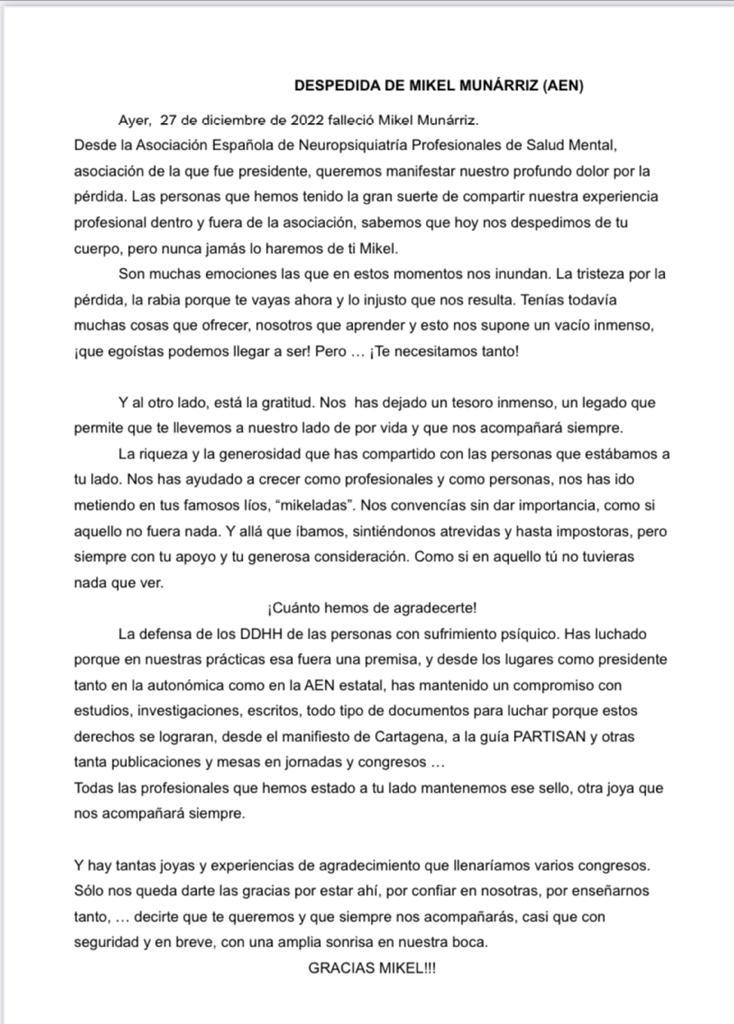 carta despedida mikel munarriz
